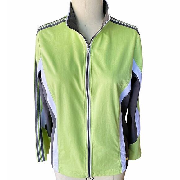 MADE FOR LIFE Lime Green & Gray Lightweight Jacket Coat ~ Women's Size LARGE - Picture 2 of 5